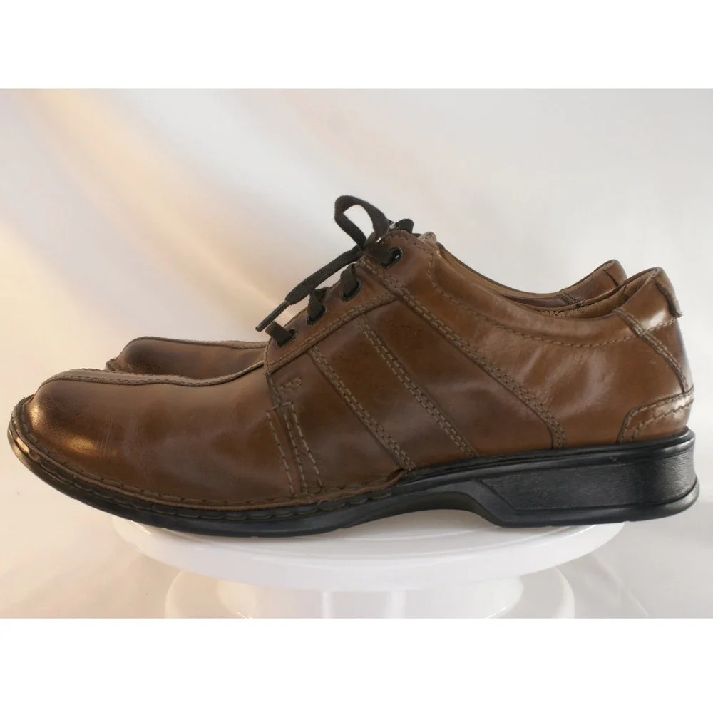 Clarks Collection Brown Leather Bicycle Toe Lace Up Oxfords Dress Casual 10.5